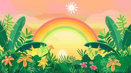 Obraz premium jungle field flat illustration.