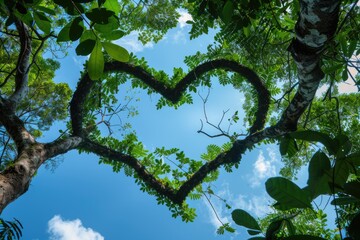 Fototapeta premium Nature Photography. Heart Shaped Sky in Lush Rainforest Background