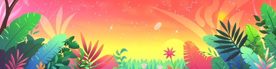 Obraz premium jungle field flat illustration.