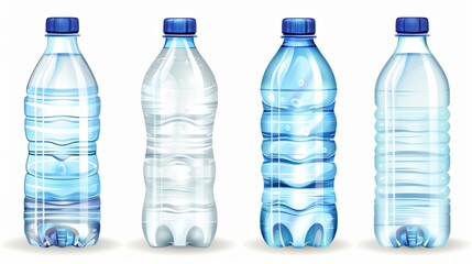 Vector realistic illustration of water bottles on a white background. 