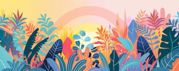 Fototapeta premium jungle field flat illustration.