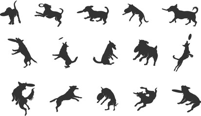  Frisbee dog silhouette, Frisbee dog svg, Frisbee dog catching silhouette, Jumping frisbee dog svg, Dog svg, Jumping dog svg, Jumping dog silhouette
