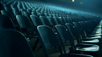 Empty seats in American football stadium at night : Generative AI