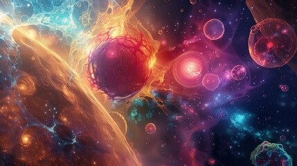 Explore the frontiers of scientific discovery with a captivating image showcasing the wonders of applied, natural, medical, and theoretical sciences, from microscopic cells to distant galaxies 