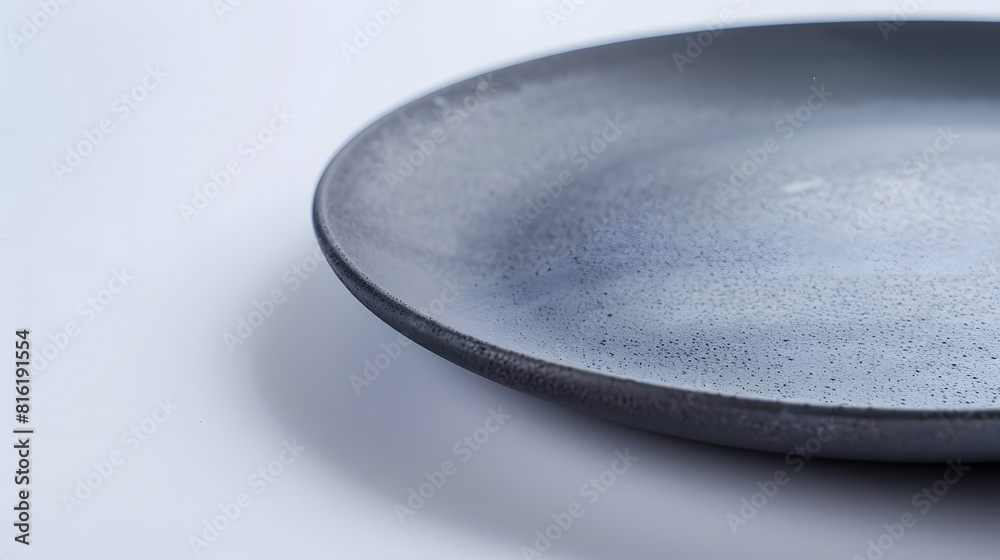 Fototapete gray round empty textured plate on white background isolated selective focus : generative ai