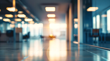 The open space office is empty and dim Abstract light effect on office interior background for design : Generative AI