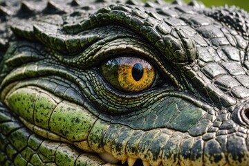 very Close-up of Crocodile's Eye