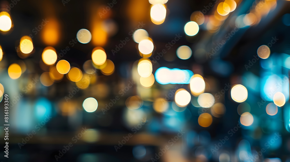 Poster abstract blur and defocused night bar and restaurant for background : generative ai