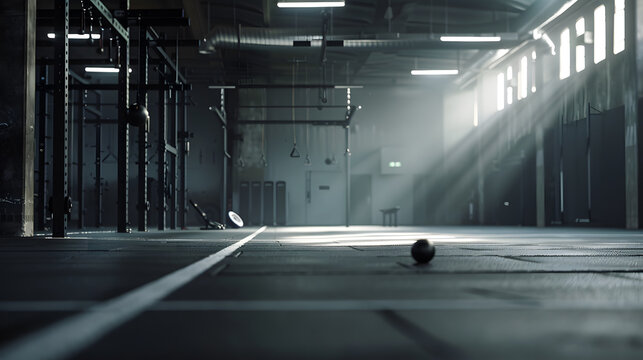 Modern empty crossfit gym or fitness studio : Generative AI