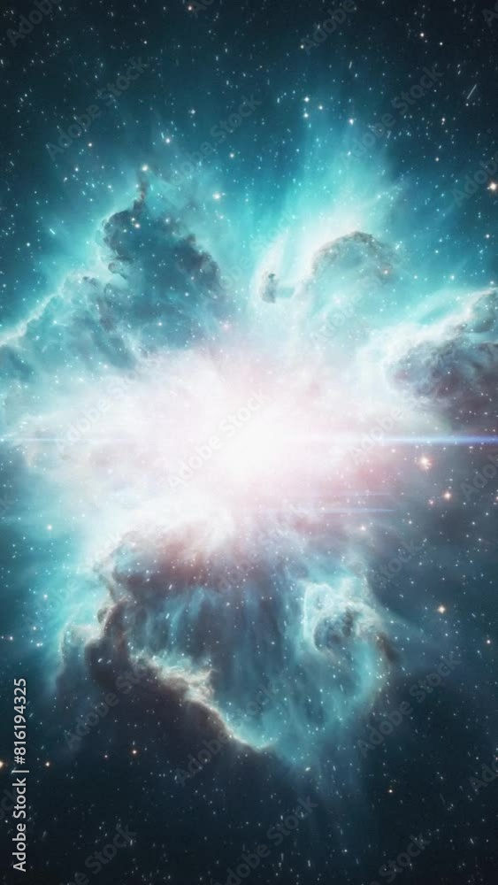 Wall mural bright galaxy in space. vertical video with space background.