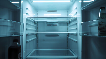 Empty open fridge with shelves refrigerator : Generative AI