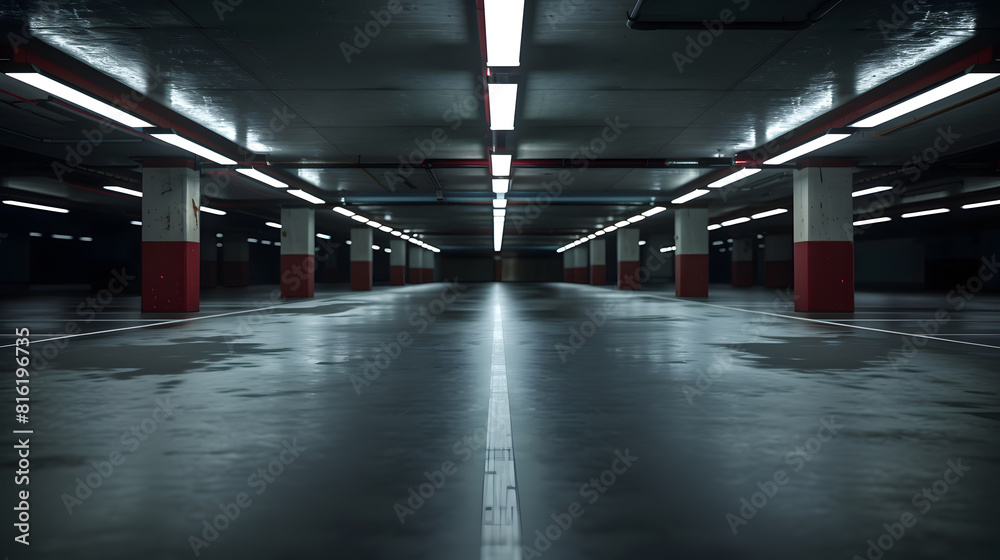 Poster panoramic empty concrete road for parking lot to display with futuristic style : Generative AI