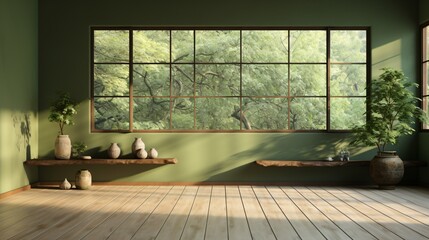 Fototapeta premium green minimal interior design