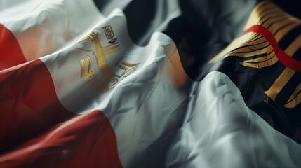 Flags of Belgium and Egypt with a white flag in the middle : Generative AI