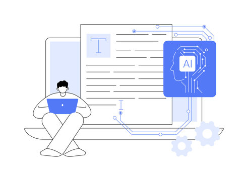 AI-Driven Creative Writing abstract concept vector illustration.