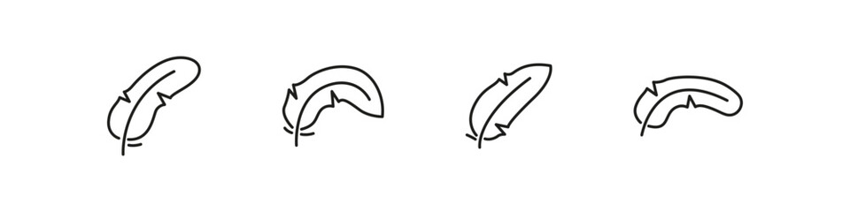 Obraz premium Feather vector icon set. Bird plume icons.