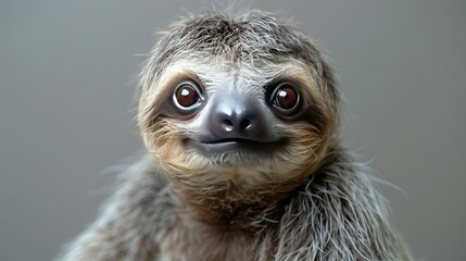 Obraz premium A photo of a baby sloth gazing solemnly into the lens