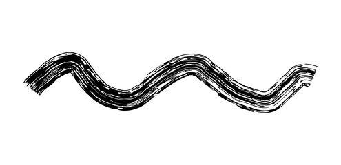Dry brush mark, pencil squiggle and scribble. Hand drawn vector crayon various line, spiral and doodle. Black rough highlighter, chalk stroke, pencil divider. Curly line. Scratchy strokes with rough