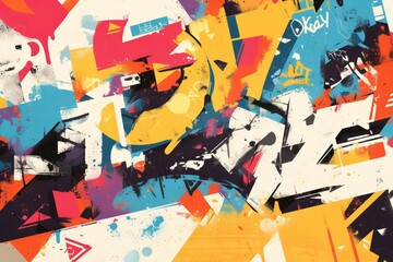 Vibrant Teen Birthday Card Design with Abstract Graffiti Art and Bold Typography