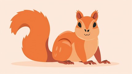   A red squirrel is seated on the ground, leaning back with its front paws resting on its hind legs, and gazing at the camera with surprise