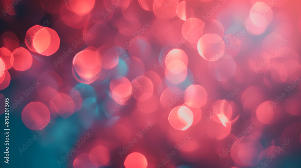 Poster coral blurry abstract background bokeh lights toned in trendy pastel color : generative ai