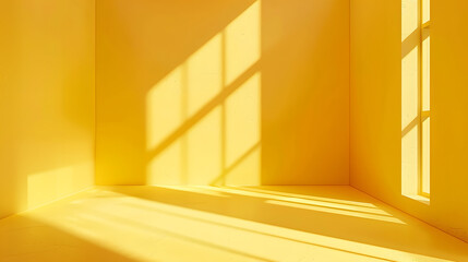 Obraz premium Empty yellow studio space with artistic windows shadow Minimalistic space concept : Generative AI