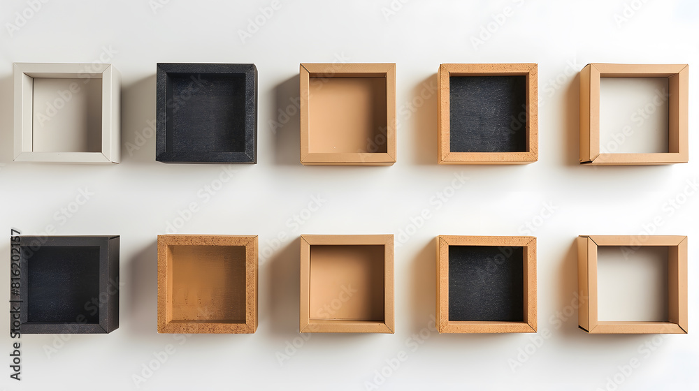 Aufkleber collection of various of  a cardboard box on white background each one is shot separately : Generative AI