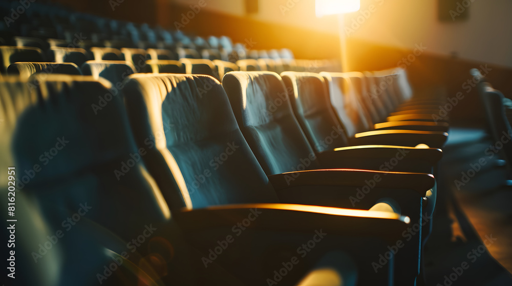 Aufkleber empty row of seats in a cinema or theater : generative ai