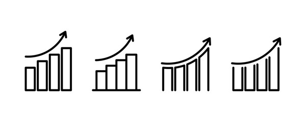 Line financial graph vector icons. Increase revenue. Growth investment.