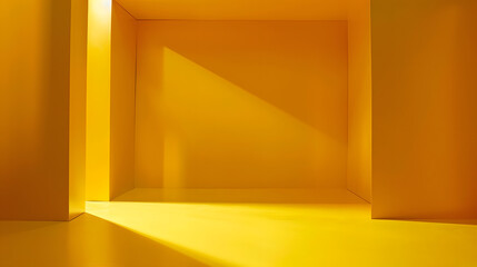 Empty Studio Background Square yellow wall : Generative AI