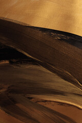 Wave Black, brown, Gold glitter ink smear brushstroke stain blot glow relief texture wall paper background.