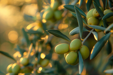 olive branch with olives, In Spain, olives adorn an olive tree branch, capturing the essence of Mediterranean charm