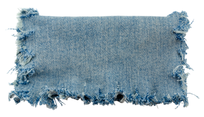 Piece of torn denim on a white background. Denim texture