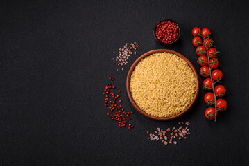 Raw stelline pasta from durum wheat with salt and spices