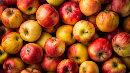 Close-Up of Fresh Red and Yellow Apples in a Market Display