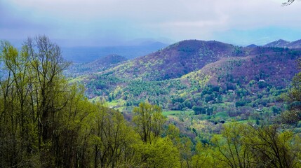 Misty Views on the Blue Ridge Parkway overlook  near Asheville NC