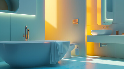 Bathroom with a boiler and washbasin : Generative AI