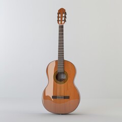 Obraz premium Acoustic guitar resting on a serene white background