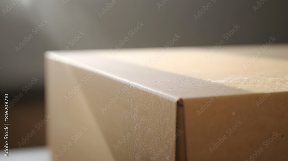 Poster close up of a cardboard box on white background : generative ai