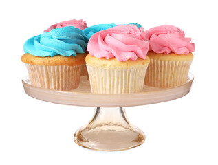 Delicious cupcakes with bright cream isolated on white