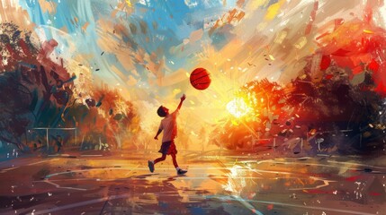 childrens day painting basketball 8k