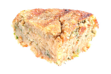 Piece of tasty vegetarian cutlet isolated on white