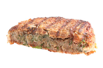 Half of tasty vegetarian cutlet isolated on white