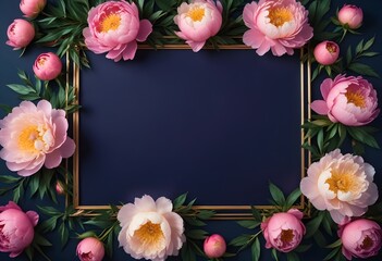 Frame made of beautiful flowers of different matellic colours on transparent background a concept summer flowers