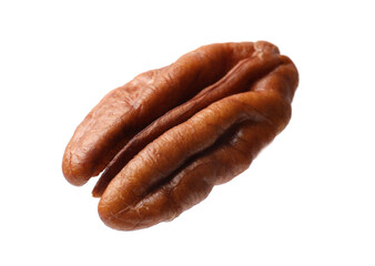 One tasty pecan nut isolated on white