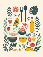 Illustration of picnic items.