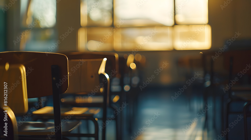 Aufkleber On the blurred background of the empty classroom : Generative AI