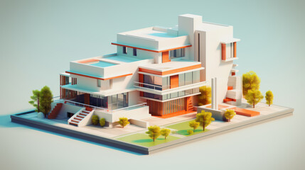 illustration of a 3d luxury villa architecture model