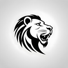 black lion head on white background
