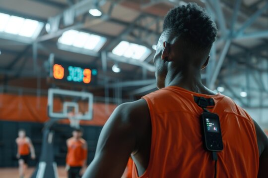 Innovative Wearable Tech Device in Use During Basketball Practice Session - Powered by Adobe